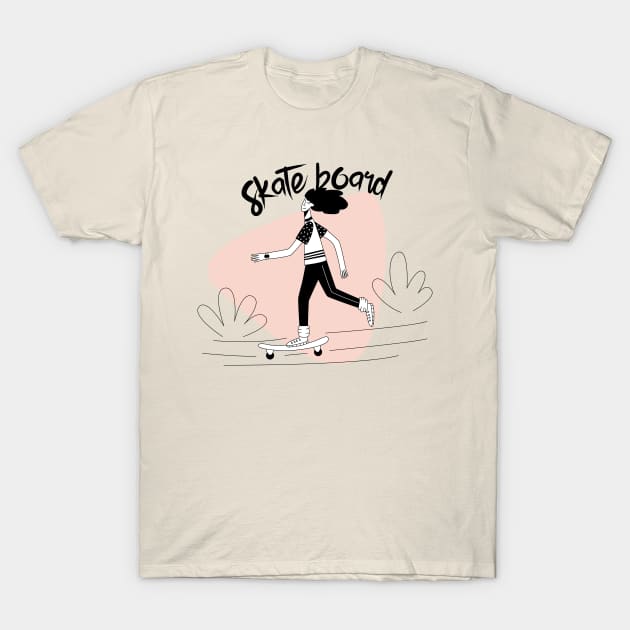 girl skate board player drawing T-Shirt by livilop